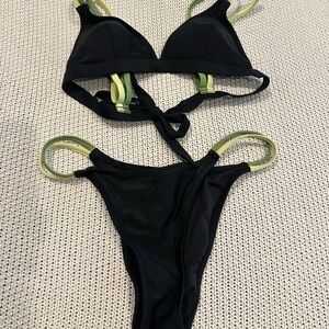 Black and Green Women's Bikini Set